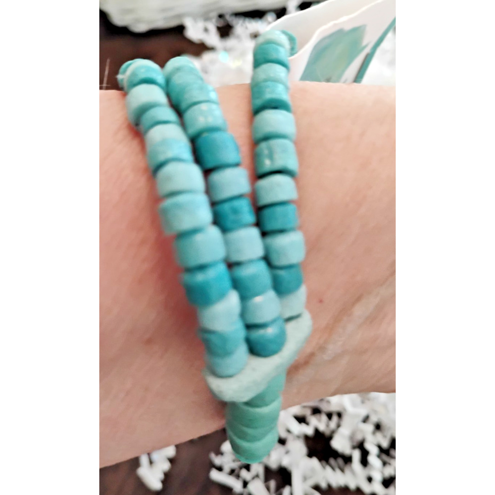 NWT Global Mamas Fair Trade Stretch Bracelet Recycled Glass Ghana Boho - Picture 2 of 7